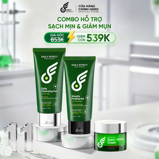   Combo Sữa Rửa Mặt + Tẩy Tế Bào Chết + Kem Chấm Mụn  - DAILY EFFECT  120ml + 120ml + 10g  