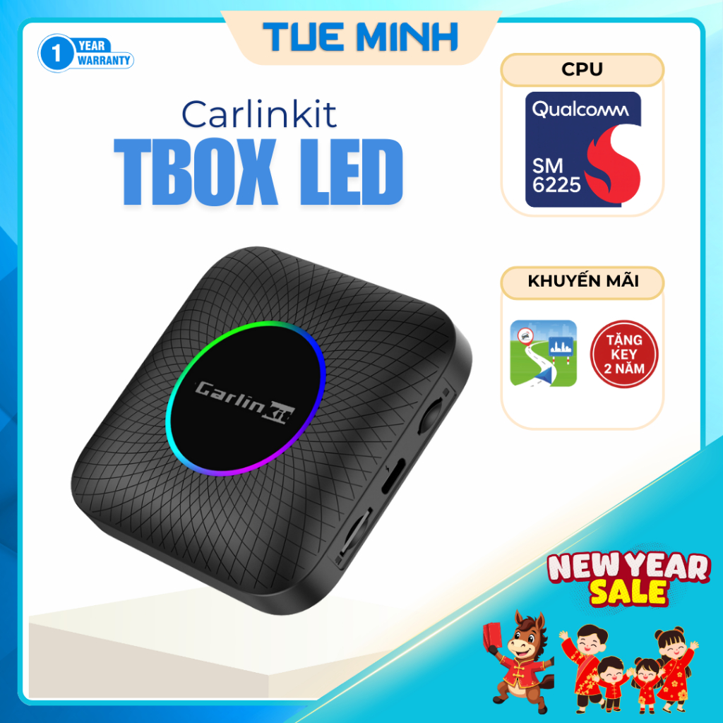Android Box Carlinkit Tbox Ambient Led - Tặng key bản quyền Vietmap Live 2 năm