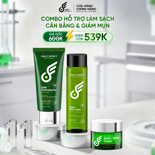   Combo Sữa Rửa Mặt + Toner + Kem Chấm Mụn  - DAILY EFFECT  120ml + 120ml + 10g  