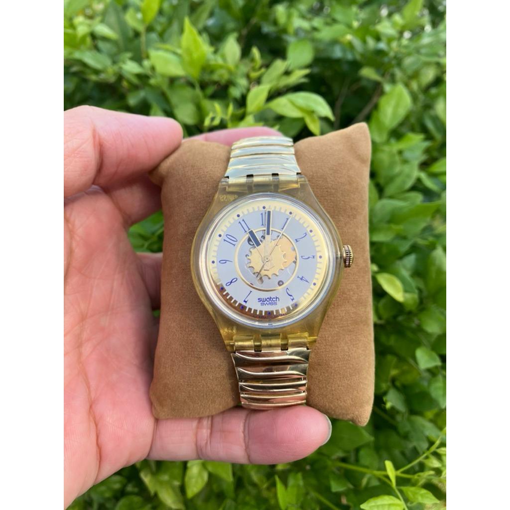 Đồng Hồ Unisex Swatch Swiss chính hãng cơ automatic Montre Femme Dorée