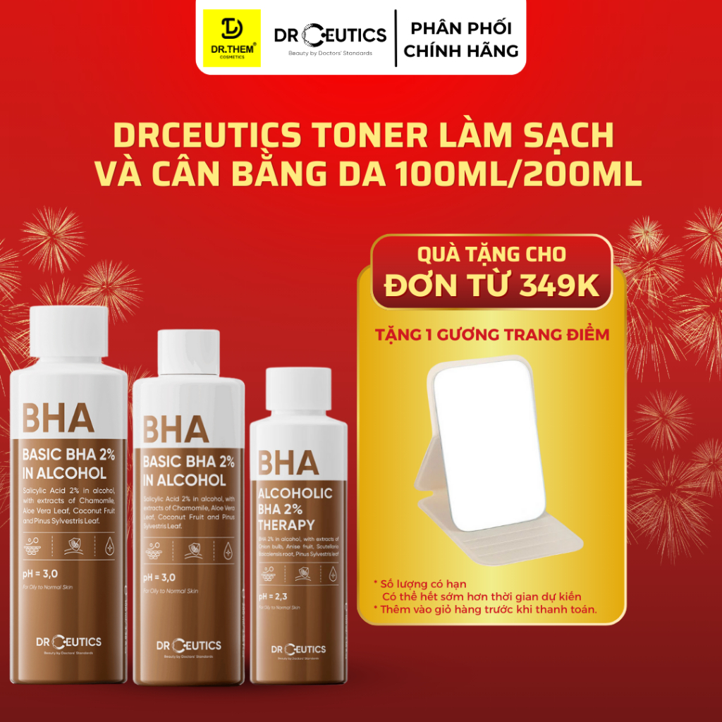 DrCeutics BHA 2% - Basic BHA 100ml/200ml, Dung Dịch Làm Sạch Và Cân Bằng Da- Dr Thêm