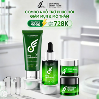   Combo Sữa Rửa Mặt + Serum HA B5 + Kem Chấm Mụn + Kem Giảm Thâm Sau Mụn  - DAILY EFFECT  120ml + 30ml + 10g + 10g  