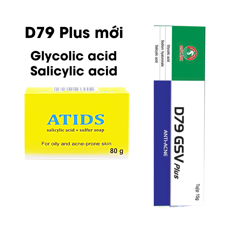 [COMBO GIẢM MỤN LƯNG] D79 Cream GSV 15g & Xà phòng ATIDS hỗ trợ giảm mụn lưng dày sừng hiệu quả - Dr