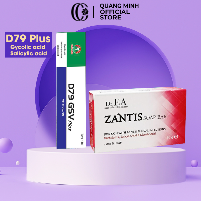 Combo xà phòng giảm mụn lưng, dày sừng , viêm nang lông atids, zantis, salis d79 Gsv 80g