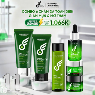   Combo Sữa Rửa Mặt + Tẩy Tế Bào Chết + Toner + Serum HA B5 + Kem Chấm Mụn + Kem Giảm Thâm Sau Mụn  - DAILY EFFECT 