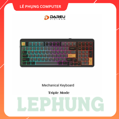 Bàn phím máy tính DAREU EK98 PRO Black-Golden, CloudSwitch/3 chế độ kết nối/Led nền: RGB- bảo hành 2