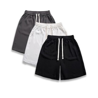  Quần short lửng ngố trơn nam nữ ống rộng có túi quần đùi thun unisex thời trang 