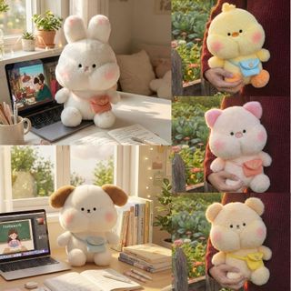  Gấu Bông Động Vật Má Phính Đeo Túi Siêu Cấp Đáng Yêu Thú Nhồi Bông Thỏ Gà Heo Cún Mini Làm Quà Tặng Cho Bé Bạn Gái 