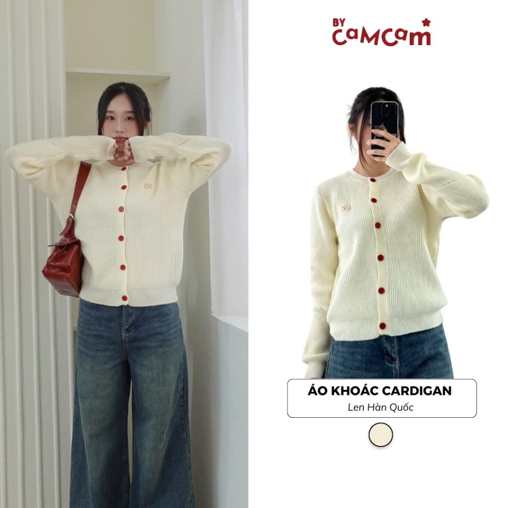 Áo Khoác Cardigan Len 𝑩𝒚𝒄𝒂𝒎𝒄𝒂𝒎 Hàn Quốc Dày Dặn Nhiều Màu Thêu Logo