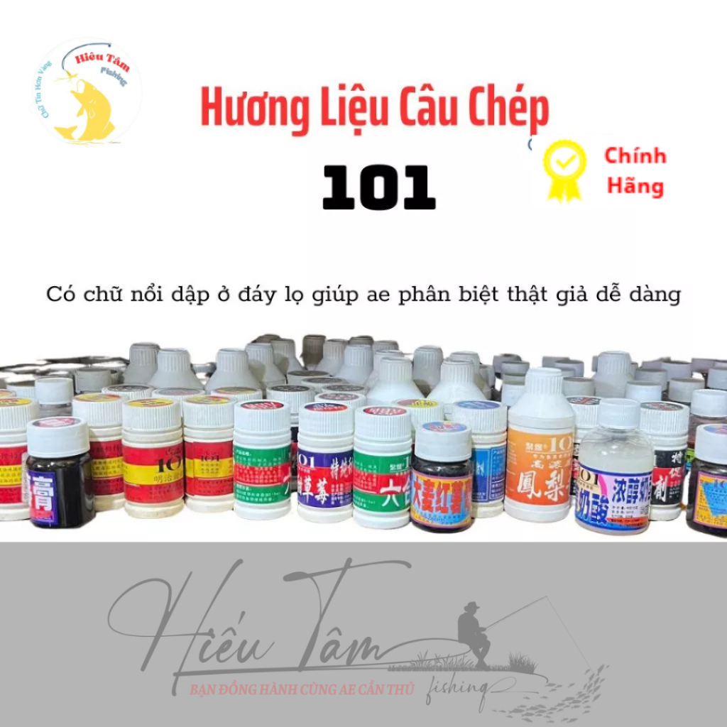 Hương Liệu 101, Tinh Mùi Câu Cá Trắm Đen, Chép, Trắm Trắng vị thơm đậm hiệu quả cao (chính hãng)