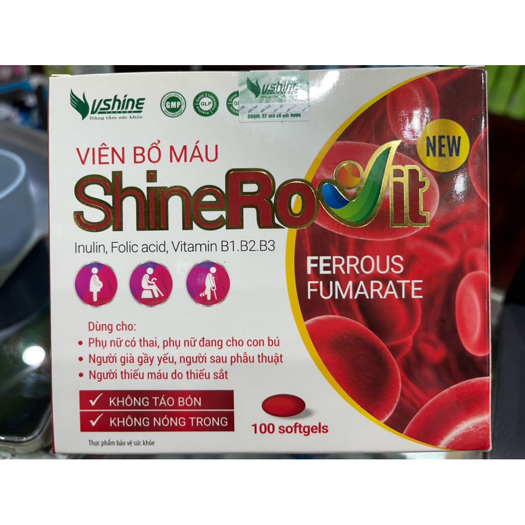 Viên uống bổ máu SHINE ROVIT Vshine - Bổ sung sắt cho cơ thể H100 viên