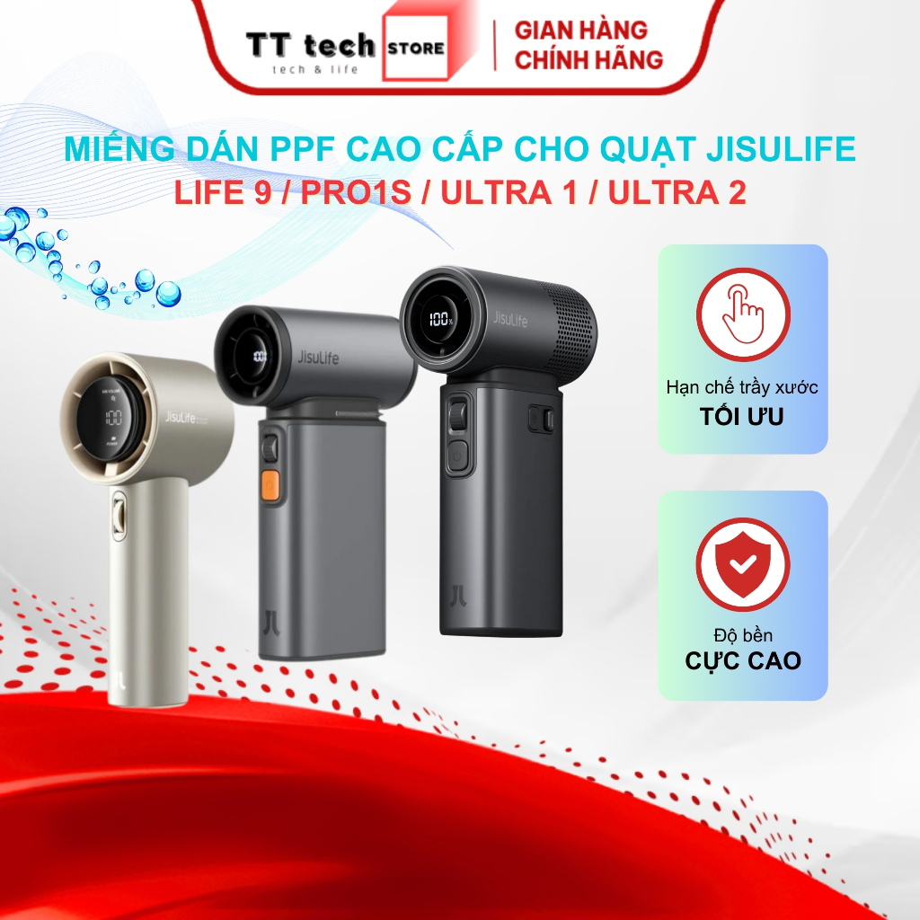 Dán PPF cho quạt cầm tay Jisulife Life 9, Pro1S, Ultra 1, Ultra 2 chống trầy xước, bảo vệ tối ưu