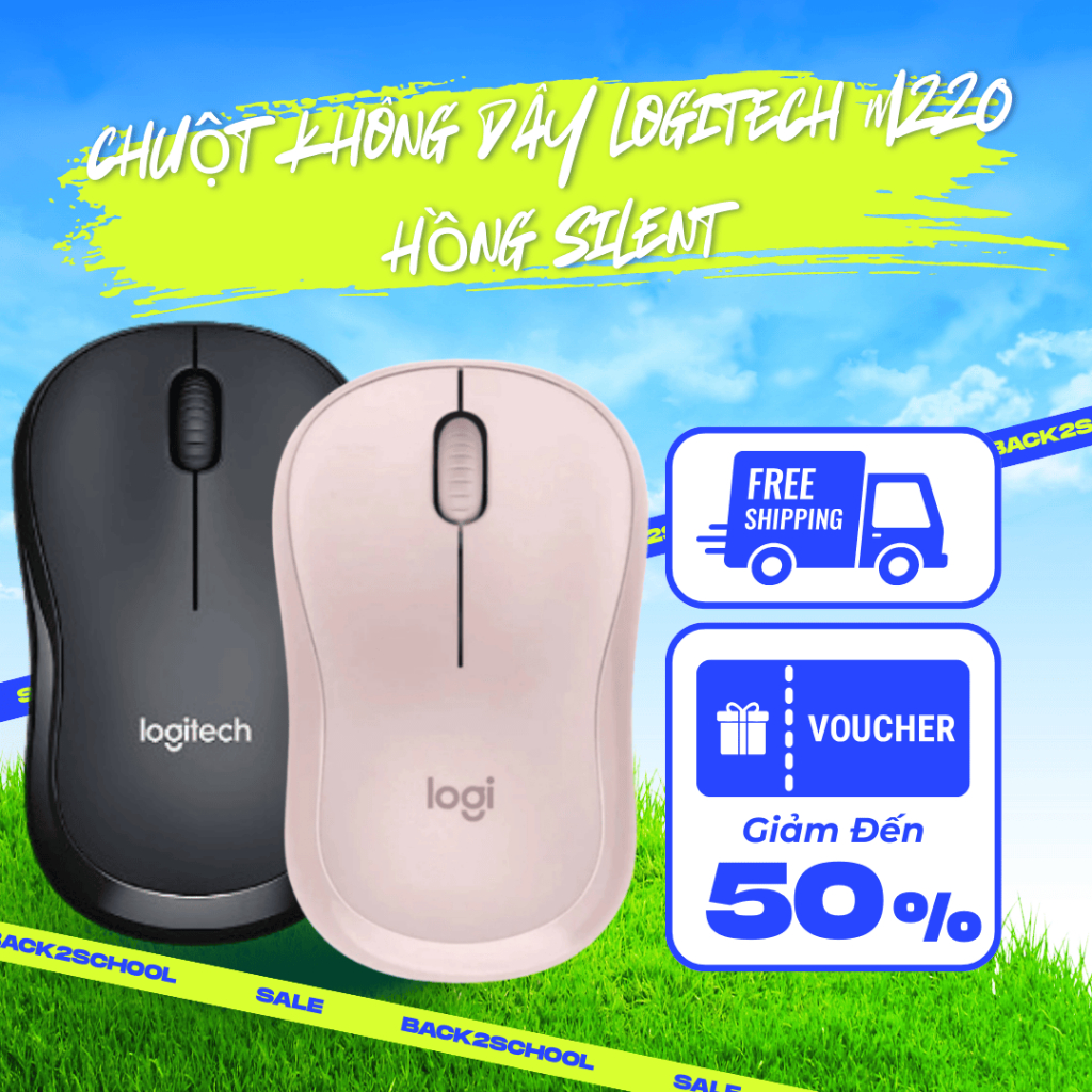 Chuột Không Dây M220 Hồng Êm Ái - Giảm Tiếng Ồn, Lý Tưởng Cho Laptop/Pc, Bảo Hành 12 Tháng