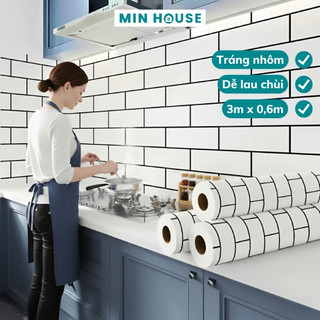   Cuộn 3m x 0.6m  Decal Dán Bếp Tráng Nhôm Cách Nhiệt Cuộn Giấy Dán Tường Chống Dầu Mỡ Dễ Lau Chùi 