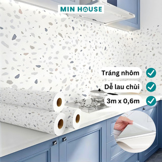  Giấy Dán Tường Bếp Chống Dầu Mỡ Miếng Decal Dán Bếp Tráng Nhôm Cách Nhiệt Khổ 60cm x 3m - Min House 