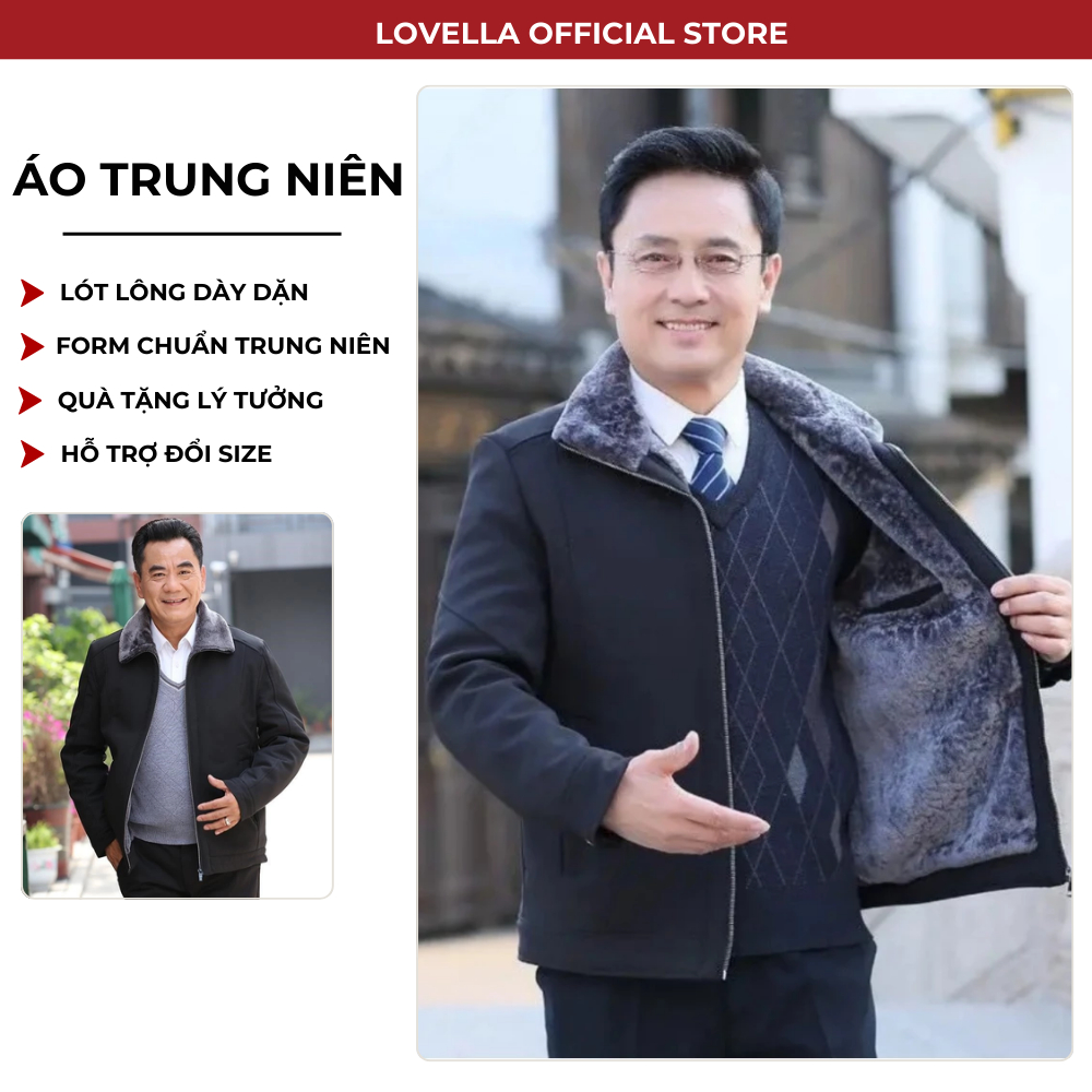  Áo Khoác Nam Trung Niên Lovella Lót Lông Nhung Xịn Hàng Quảng Châu Áo Ấm Trung Niên Tặng Bố Tặng Ông Cao Cấp 