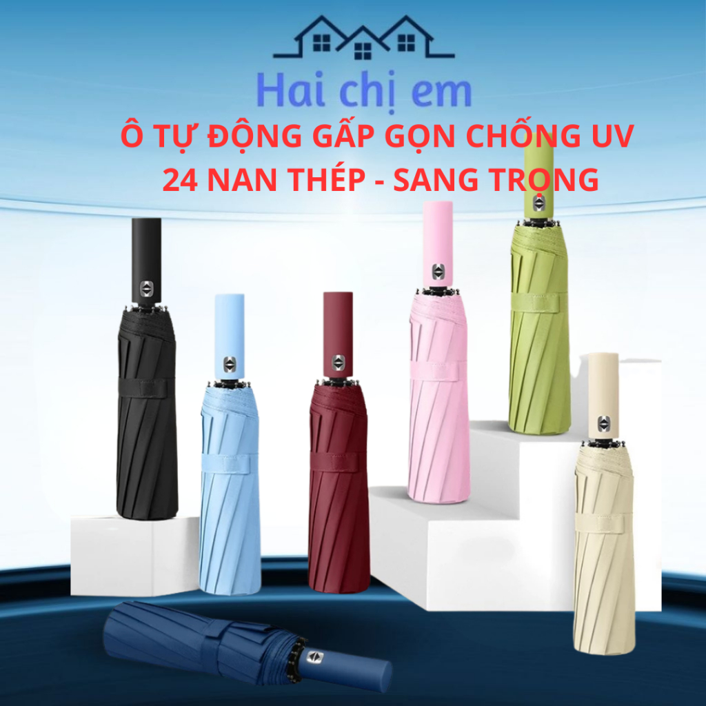 Dù Che Nắng Mưa 24 Nan Cao Cấp, Đóng Mở Tự Động , Ô Che Nắng Gấp Gọn Chống Tia UV và Chống Thấm Nước