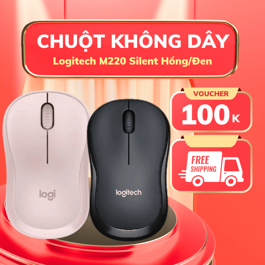 ``Chuột Không Dây M220 Hồng Silent Click - Giải Pháp Im Lặng Cho Laptop, Bảo Hành 12 Tháng