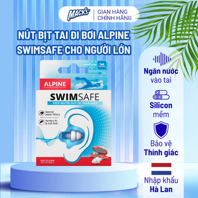 Nút bịt tai đi bơi chống nước Alpine SwimSafe dành cho người lớn (Size M, màu Trắng + Xanh)
