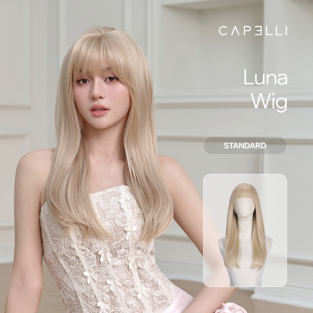 Tóc Giả Nguyên Đầu CAPELLI Cúp Layer Mái Thưa Bạch Kim Luna Wig