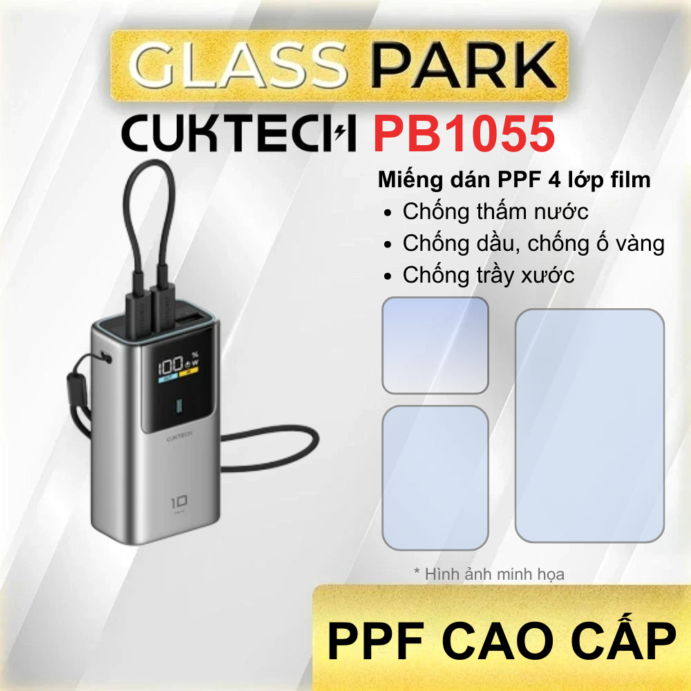 Miếng dán PPF cao cấp 4 lớp film bảo vệ sạc CukTech PB1055 chống trầy, chống va đập nhẹ