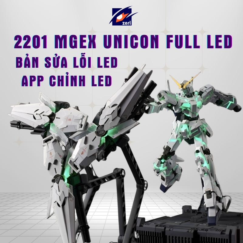 Mô hình lắp ráp 2201B MGEX Unicorn Fighter Ver.Ka Full Led Điều Khiển Led Buletooh Tặng Kèm Base Và 