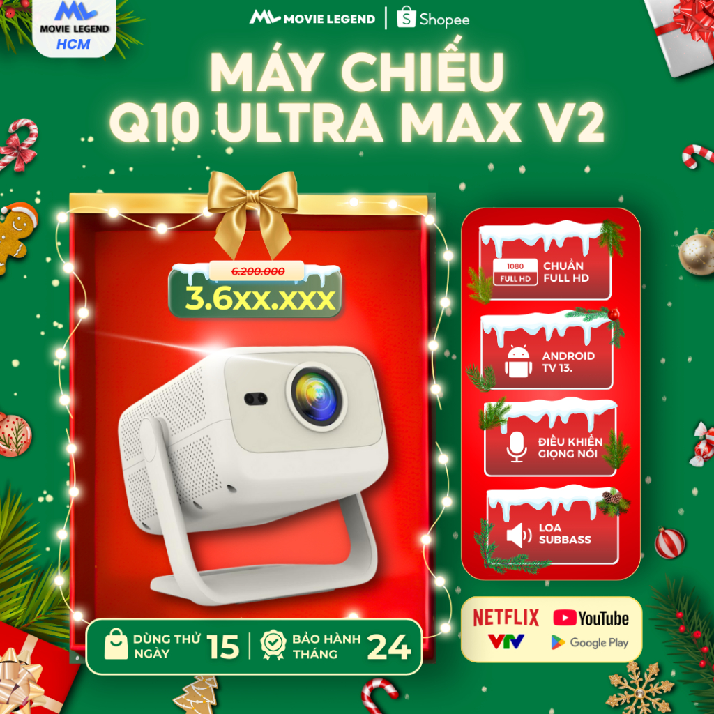 [ NEW HCM ] Máy Chiếu Q10 Ultra Max Version 2 - Máy Chiếu Movie Legend, Hỗ Trợ Full HD, Hệ Điều Hành