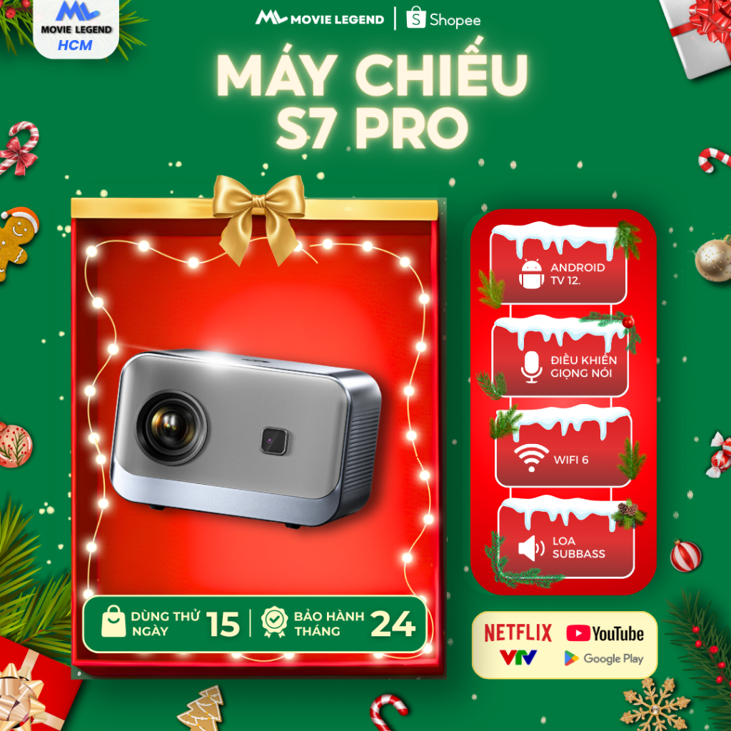 [ NEW HCM ] Máy Chiếu Mini S7 Pro Movie Legend - Hỗ Trợ Full HD, Hệ Điều Hành Android