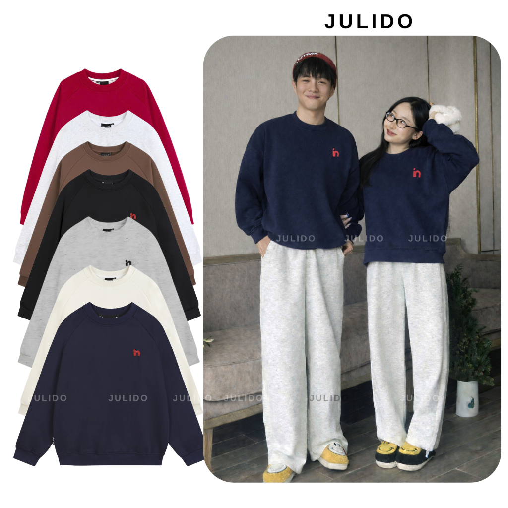 Áo nỉ cổ bẻ Polo sweater JULIDO nỉ 2 da nam nữ unisex thêu hình