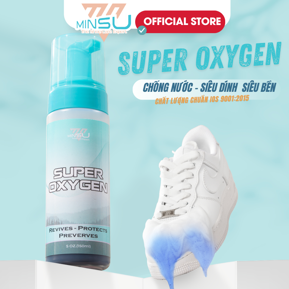 Combo Chai Vệ Sinh Giày Super OXYGEN MINSU M6855 Giặt Khô Siêu Tốc Bảo Vệ Giày Khỏi Ố Vàng, Phai Màu