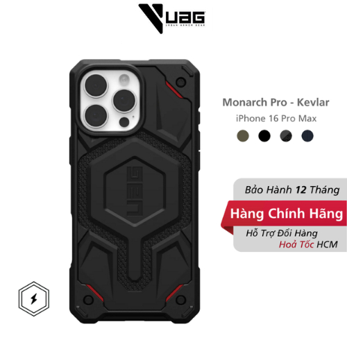 Ốp lưng UAG cho iPhone 16 Pro Max Monarch Pro Kevlar Magnetic Sạc từ tính | Chống Sốc | Bảo Hành 12 