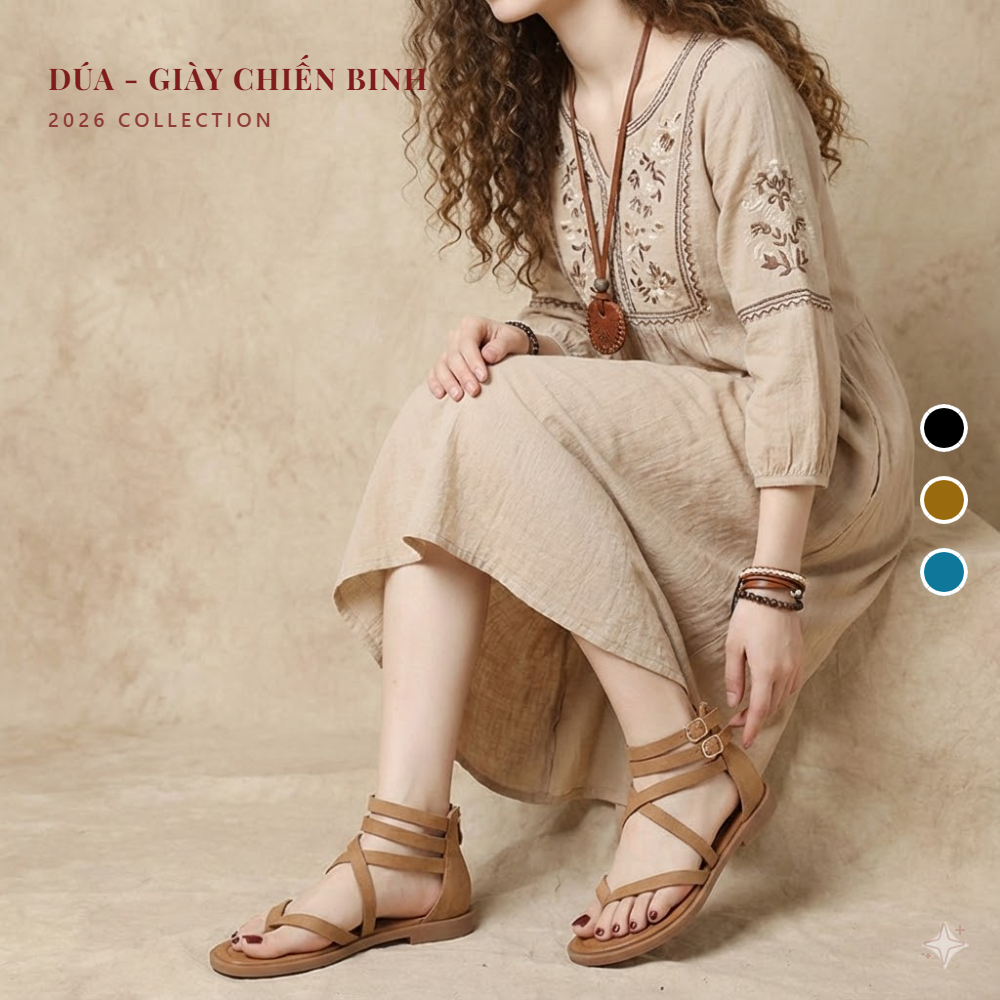 Giày Sandal Chiến Binh Boho Quai Kẹp, Chính Hãng SIKETU, N95, Phong Cách Tiểu Thư, Sandal Nữ