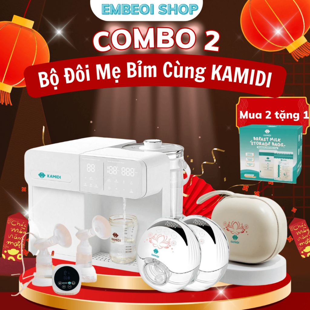 Combo 2 Bộ Đôi Mẹ Bỉm Máy Tiệt Trùng Kamidi Lux 1 + Máy Hút Sữa Kamidi  Tặng Ngay Túi Trữ Sữa