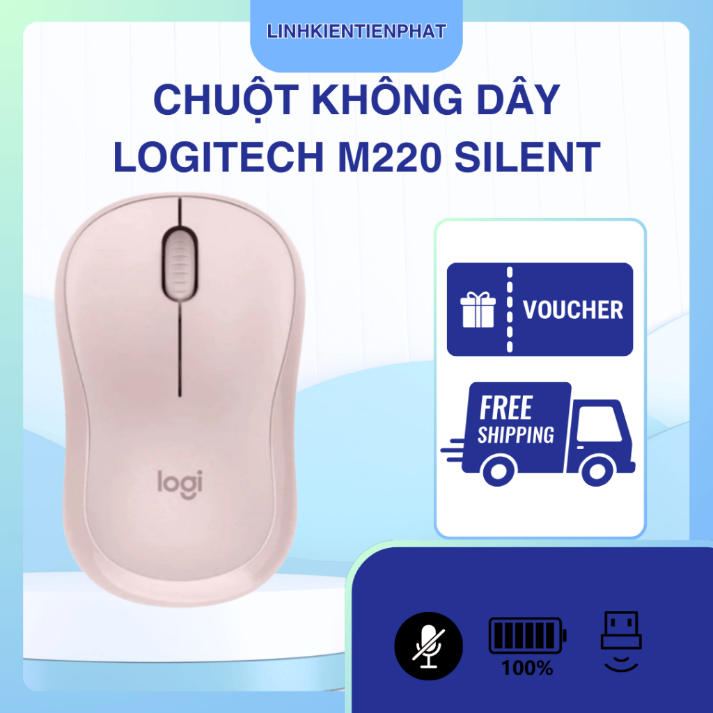 Chuột Logitech M220 Hồng không dây kèm pin, bảo hành 1 năm