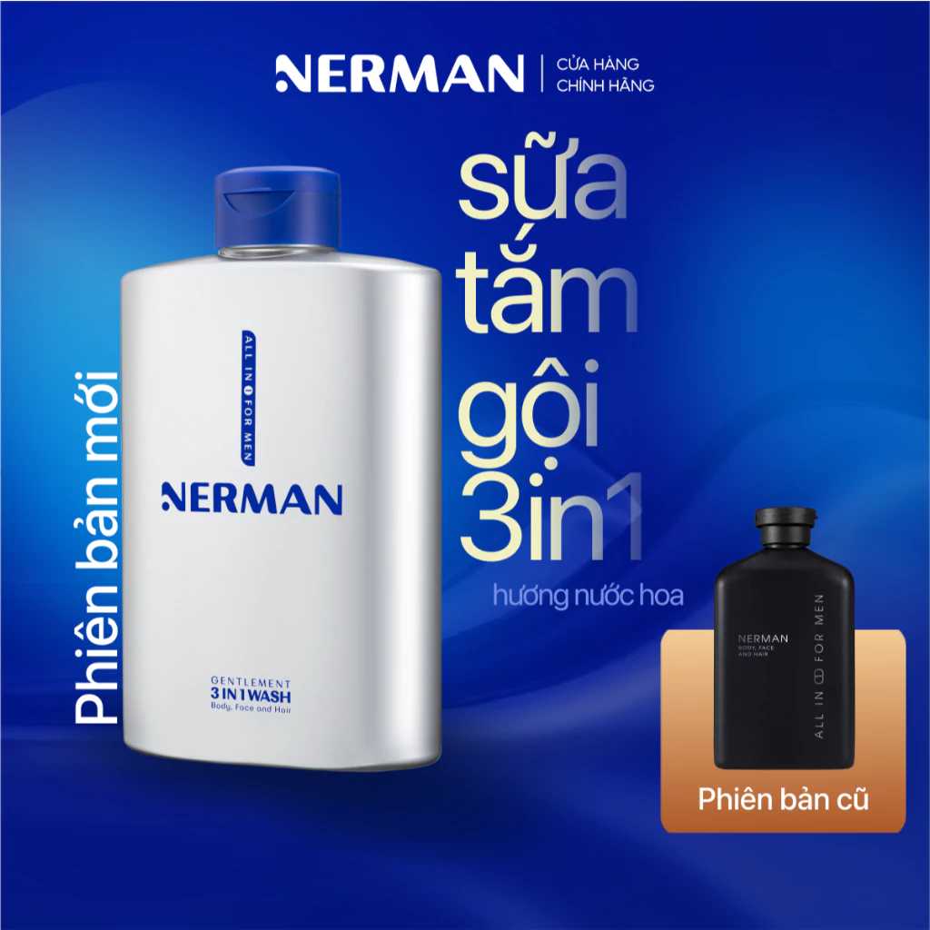 Sữa tắm gội hương nước hoa NERMAN 0 Độ 4in1 330ml Dưỡng Body Dưỡng thể