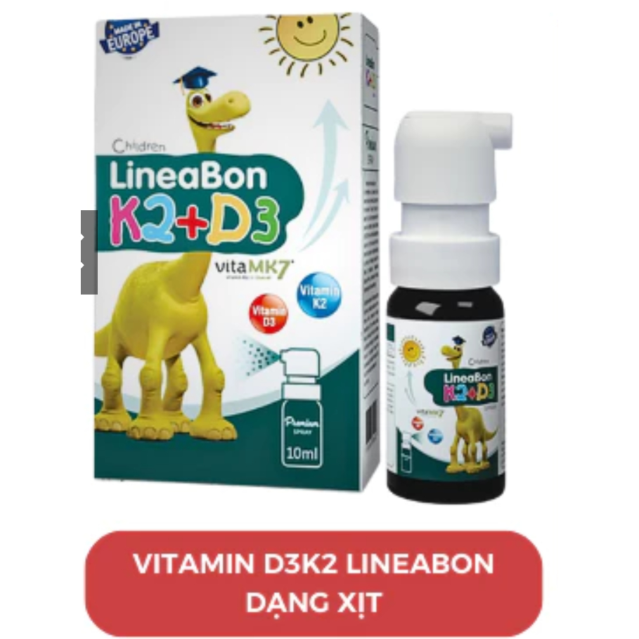 LineaBon K2+D3 Dạng Xịt ( Màu  Xanh 10 ml) bổ sung vitamin D3,K2 giúp bé ngủ ngon,mau lớn,chắc khỏe 