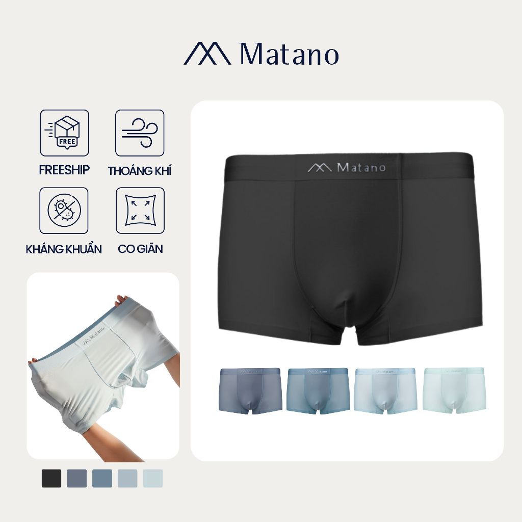 Quần Boxer Nam Lụa Băng Trơn MATANO QL065 basic, co giãn, ôm, mềm mại, thoáng mát, kháng khuẩn, thấm