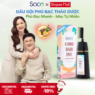  Dầu gội phủ bạc chính hãng SACO 400ml dạng lược thành phần thiên nhiên nhuộm tóc đen chỉ 15 phút 