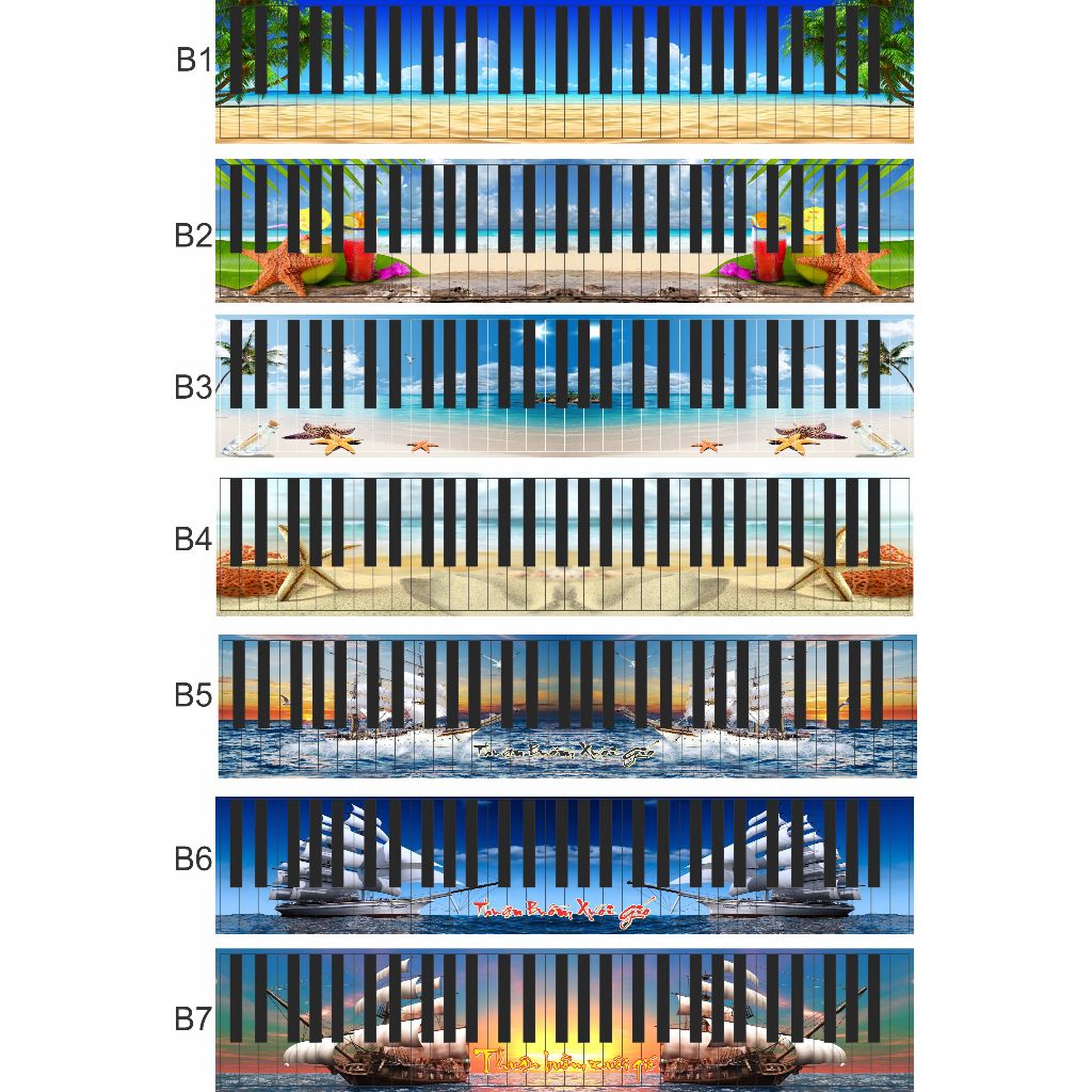 Decal dán phím đàn Organ 61 phím. Chống trầy xước và ố vàng phím đàn (CHỈ DÁN PHÍM TRẮNG)