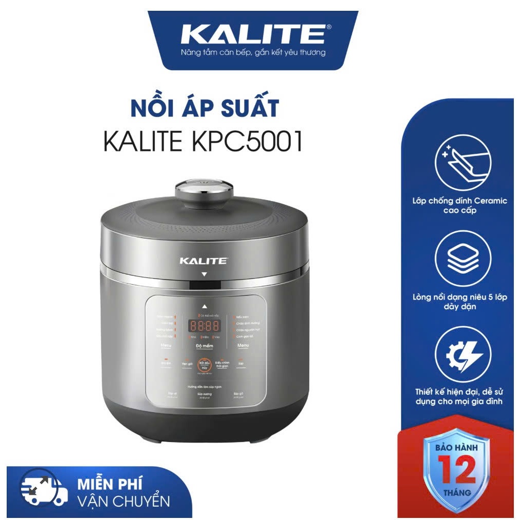 Nồi áp suất đa năng KALITE KPC5001 900W 5L | Van xả tự động thông minh, bảo vệ an toàn khi sử dụng