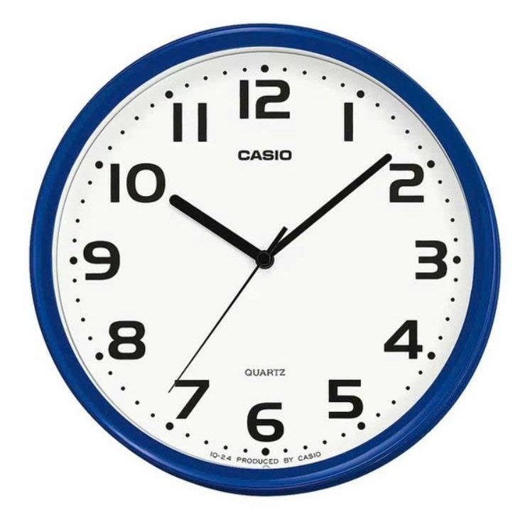 ĐỒNG HỒ TREO TƯỜNG CASIO KIM TRÔI ÊM RU IQ-24-2JF (mẫu mới/viền xanh