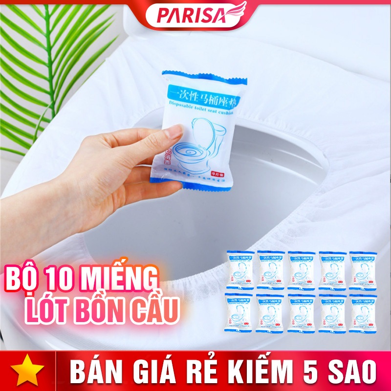 Set 10 Miếng Lót Bồn Toilet Vệ Sinh Ngăn Vi Khuẩn Du Lịch Tiện Lợi P2719
