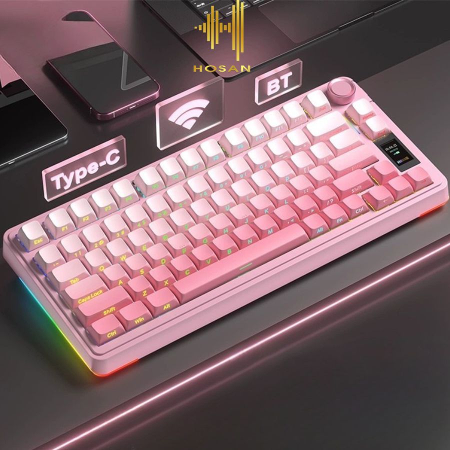 Bàn Phím Cơ Bluetooth HOSAN AULA S75 Pro Kết Nối 3 Chế Độ, Màn Hình Led 1.14 inch Và Núm Xoay | BigBuy360 - bigbuy360.vn