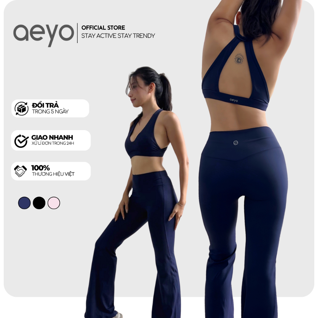 Set đồ  tập gym yoga pilates nữ Bloom aeyo - bộ đồ thể thao tập gym yoga pilates quần legging ống lo