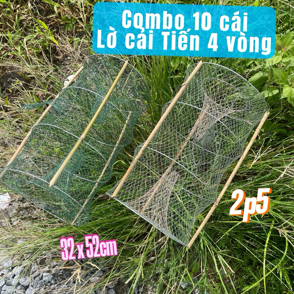 [Combo 10 cái] Lợp bắt cá- lờ cải tiến 4 võng kẻm, lờ đặc cá lóc,trê rô,sặc,phi... Kèm 30 thanh chốn
