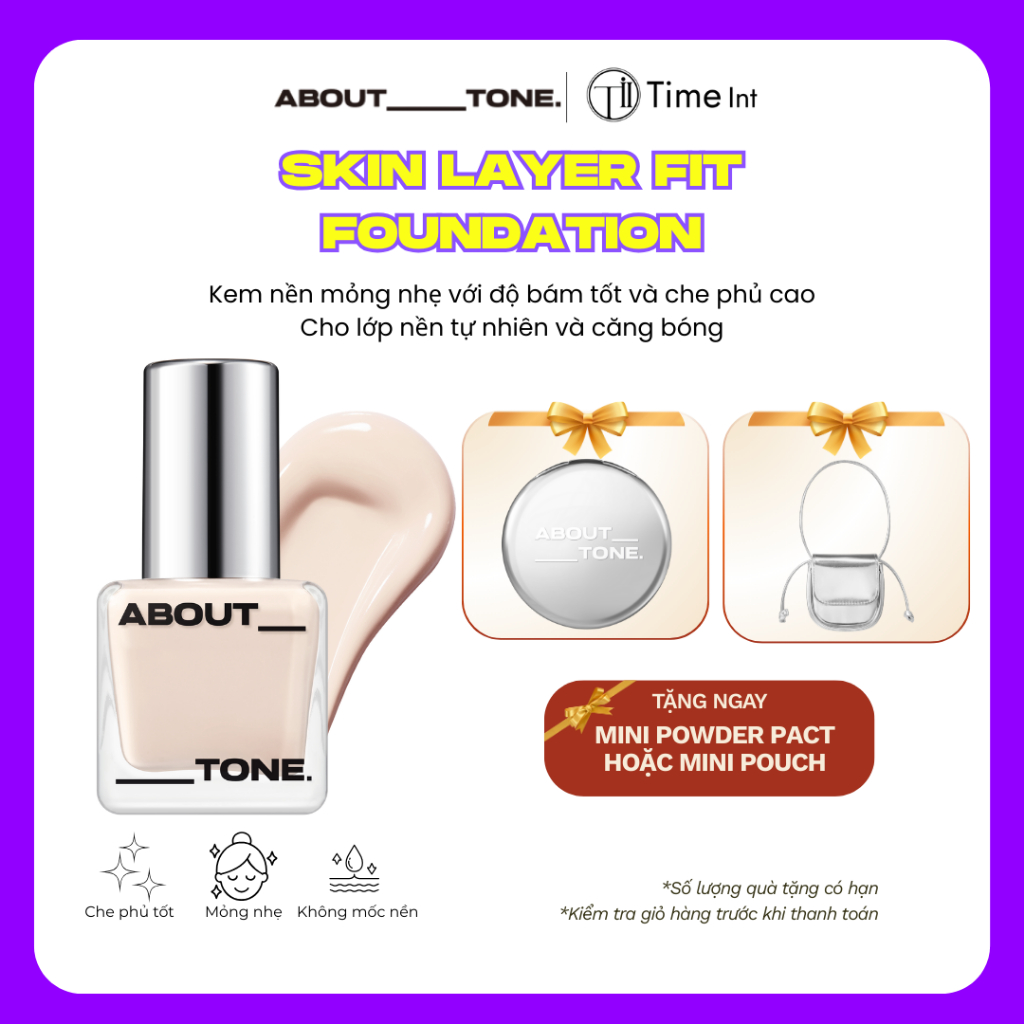 Kem Nền ABOUT TONE Skin Layer Fit Foundation Mỏng Nhẹ Tự Nhiên Che Phủ Tốt Lâu Trôi (30ml)