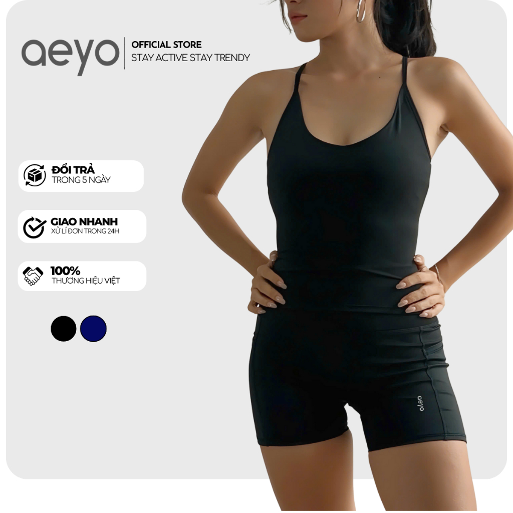  Set đồ tập gym nữ Core aeyo - bộ đồ thể thao tập gym yoga pilates quần đùi, áo ba lỗ