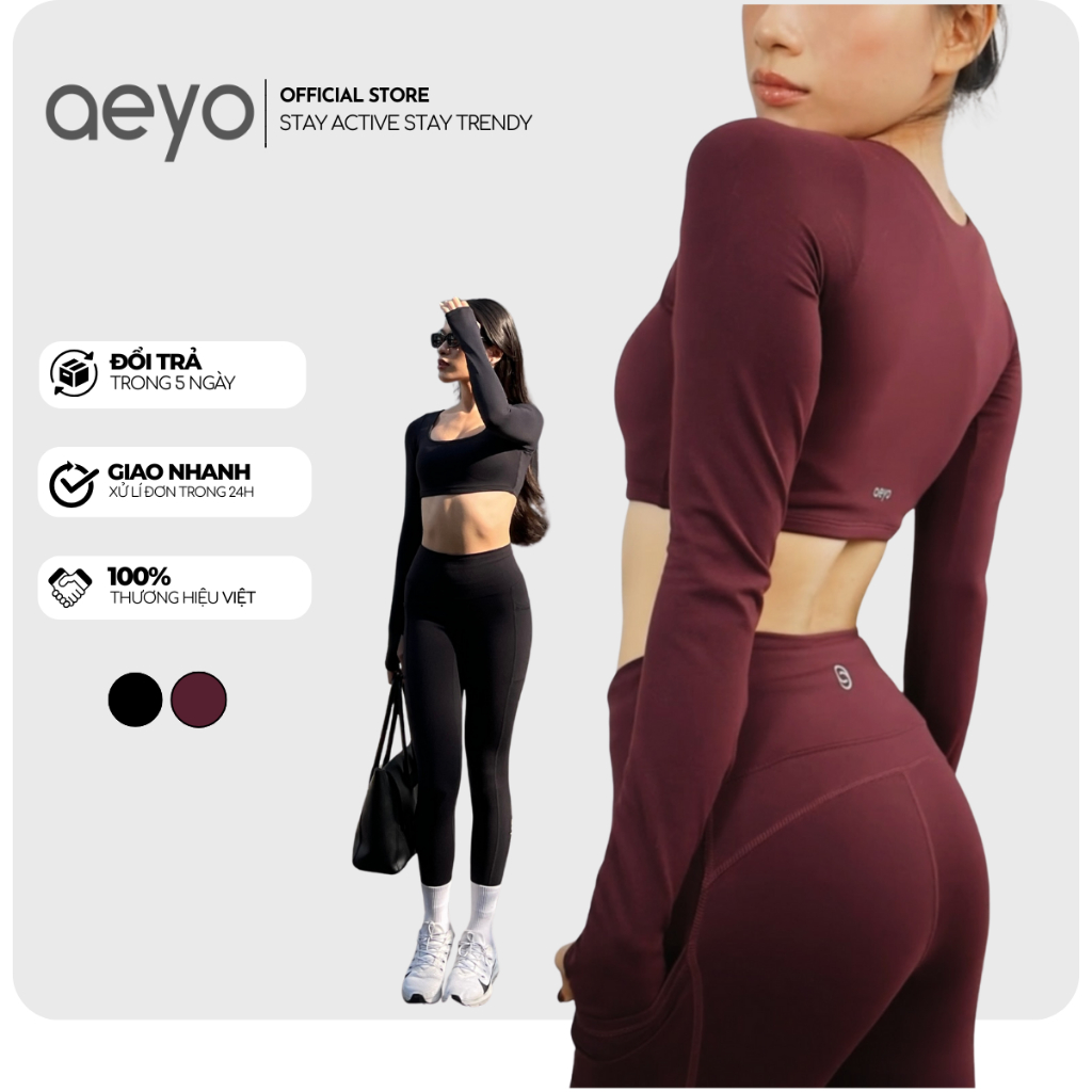 Set đồ tập gym yoga nữ Mellow aeyo - bộ đồ tập gym yoga pilates quần legging, áo tay dài
