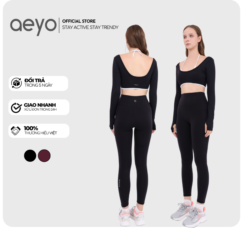Set đồ tập gym yoga nữ Bliss legging aeyo - bộ đồ tập gym yoga pilates quần legging cạp cao, áo tay 