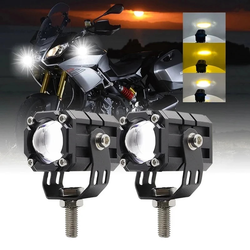 Đèn Trợ Sáng Mini W2 4 Chế Độ Sáng - Tích Hợp Auto Passing mắt quỷ 2 ánh sáng vàng - trắng